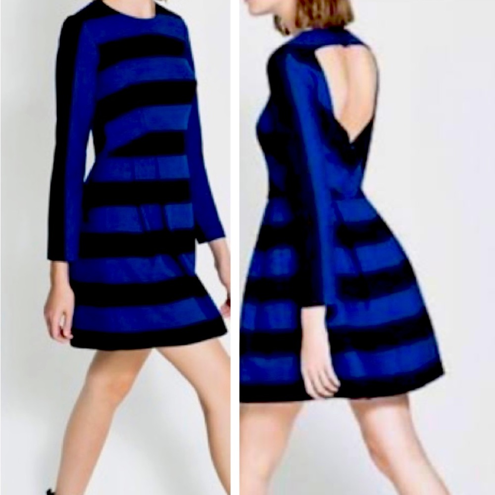 Zara fit & flare dress striped dress